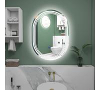 kleankin Bathroom Mirror with LED Lights - 3 Colours - Anti-fog - 70 x 50cm | TJ Hughes