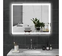 LED Bathroom Mirror with LED Lights, Dimmable Touch Switch Defogging HOMCOM Silver One Size