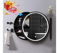 LED Bathroom Mirror with Lights Round Wall-Mounted Medicine Cabinet Illuminated Sliding Vanity Mirror for Enhanced Storage and Style