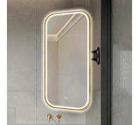 LED Bathroom Mirror with Lights, Touch Dimmable 3 Color Light, Anti-Fog, 360° Rotation Folding Vanity Mirror for Wall, Elegant Design