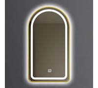 LED Bathroom Mirror with Smart Touch 40 x 70 cm Curved Wall Mirror Anti-Fog 3 Color Lighting Options Aluminum Frame Modern Design Backlit Vanity Mirror