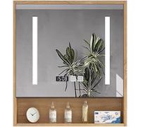 LED Bathroom Mirror with Storage - 57x12x70cm Solid Wood Medicine Cabinet Illuminated Makeup Mirror & Organizer - Elegant Vanity Mirror for Modern Bathrooms