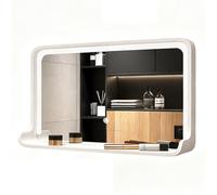 LED Bathroom Mirror with Touch Sensor Dimmable 3 Color Lighting Illuminated Vanity Mirror for Makeup 40x60cm/16x24in Modern Design White Finish