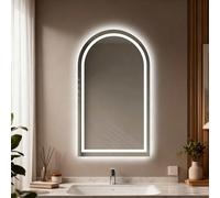 LED Bathroom Mirror with Warm White & Cool Light Wall-Mounted Makeup Mirror Includes Power Cable & Shade HD Reflection 50x80CM - Modern Design Sleek & Functional