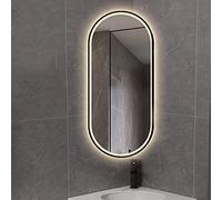 LED Bathroom Oval Wall Mirror with Swivel Arm and Black Frame, Wall Mounted Vanity Mirror with Touch Switch, Dimmable 3 Light Settings, Vertical & Horizontal