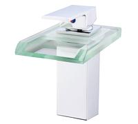 LED Bathroom Sink Faucet Waterfall Water Flow Chrome One Hole/Handle Vessel