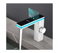 LED Bathroom Sink Faucet with Digital Temperature Display Single Handle Mixer Tap for RV Bar LaundryAmbient Light Feature for Modern Decor