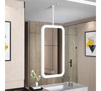 LED Bathroom Vanity Mirror Dimmable Rectangular Makeup Mirror with White Metal e 40 x 60 cm Illuminated Cosmetic Mirror for Home Decor