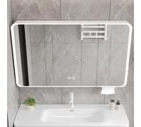LED Bathroom Vanity Mirror with Storage | Aluminum Medicine Cabinet with Anti-Fog Touch Switch & Paper Extraction Hole | HD Wall-Mount Mirror for Bathroom
