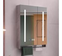 LED Bathroom Wall Cabinet - Solid Wood Storage with Anti-Fog Mirror for Smart Makeup - Stylish Medicine nizer with Intelligent Cosmetic Mirror