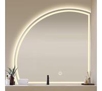 LED Bathroom Wall Mirror 80cm - Semi-Circular Touch Switch HD Anti-Explosion 3 Color Lighting Options - Elegant and Safe Home Decor