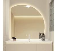 LED Bathroom Wall Mirror Irregular Frameless Smart Touch Vanity Mirror Adjustable Brightness in 3 Colors 80cm Size Modern Design for Stylish Decor