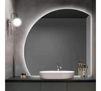 LED Bathroom Wall Mirror Smart Touch Vanity Mirror Frameless Design Adjustable Brightness in 3 Colors Irregular Shape 60cm Size Right Rectangle - Enhance Your Space!
