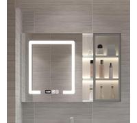 LED BathroomCabinet with Mirrorssed 2Door Design Dimmable Demister Clock & Temperature DisplayAvailable in 3 Colors for Modern Bathrooms