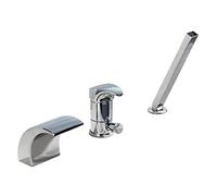 LED Bathtub Faucet with Waterfall Spout, Deck Mount 3 Hole Tub Filler Faucet High Flow Shower Set LWX