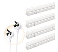 LED Batten Light 4ft with UK PLUG, 4 Packs 18W 2000lm,