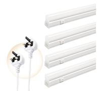 LED Batten Light 4ft with UK PLUG, 4 Packs 18W 2000lm, 4000K Workshop Lighting, T5 Wall and Ceiling Lighting, Connect Up to 6 LED Tube Lights with On/Off Switch, Applicable to Garage, Office, Shop