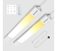 LED Batten Light Under Cabinet Lights with Plug in. Fluorescent Strip Light 3000-6500K Dimming and Color. with Wireless Control Panel and Remote Control.25W for Garage,Closet,Office,Shed (90CM-2PCS)