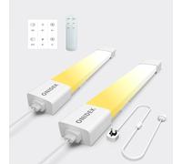 LED Batten Light Under Cabinet Lights with Plug in. Fluorescent Strip Light 3000-6500K Dimming and Color. with Wireless Control Panel and Remote Control.15W for Garage,Closet,Office,Shed (40CM-2PCS)