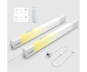 LED Batten Light Under Cabinet Lights with Plug in. Fluorescent Strip Light 3000-6500K Dimming and Color. with Wireless Control Panel and Remote Control.18W for Garage,Closet,Office,Shed (60CM-2PCS)