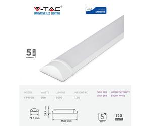 LED Batten Slimline Wall Ceiling Mount Tube Light 1ft 2ft 4ft 5ft 6f White 6400k [EEK: A]