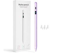 LED Battery Display Stylus Pen, Fast Charging Active Digital Pencil for iPad iPhone Samsung Android Tablets, Low Latency & Tilt Sensitivity for Note Taking/Drawing, No Bluetooth Needed (Purple)