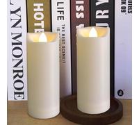 LED Battery Operated Candles 2"x5" Plastic Flickering Flameless Candles with Timer Outdoor Waterproof Wedding Party Halloween Christmas Birthday Decoration Gifts Realistic Slim Tall Pillar Candles