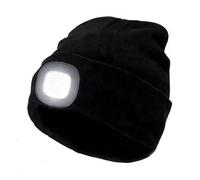 LED Beanie Hat for Men Women 4 LED Running Headlamp Beanie Cap USB Rechargeable Winter Hat Breathable Warm Soft Hat with a Light Built-in Beanie Hat for Walking Night Christmas ,Running,Camping,Hiking