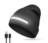 LED Beanie Hat with Light Built-in Rechargeable, Super Bright 230°Wide Beam Head Torch Hat Running Hands-Free, Stocking Fillers Unisex Cap Winter Warm for Dad Men Women Black