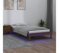 LED Bed Frame without Mattress Honey Brown 75x190cm Solid Wood