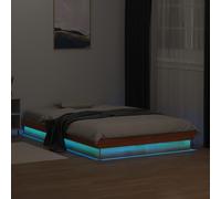LED Bed Frame without Mattress Wax Brown 135x190 cm Double Solid Wood Berkfield Home Brown Double