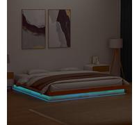 LED Bed Frame without Mattress Wax Brown 200x200 cm Solid Wood Berkfield Home Brown One Size