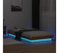 LED Bed Frame without Mattress Wax Brown 90x190 cm Single Solid Wood Berkfield Home Brown Single