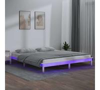 LED Bed Frame without Mattress White 120x190 cm Small Double Solid Wood