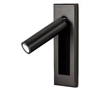 LED Bedroom Reading Lamp Wall Mount, Hardboard Sconce Light with 350° Rotation & 90° Folding, Hotel Bedside Decor, Hardwired Recessed Spotlight/Svart