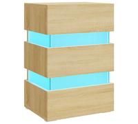 vidaXL LED Bedside Cabinet Sonoma Oak 45x35x67 cm Engineered Wood, Brown