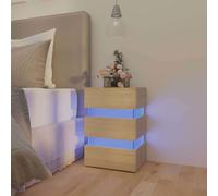 vidaXL LED Bedside Cabinet Sonoma Oak Engineered Wood Side Table Nightstand