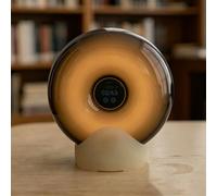 LED Bedside Lamp with Touch Control, Adjustable Brightness, 3 Color Lighting, 4 White Noise Sounds, Donut-Shaped Ambient Speaker for Living Room, Bedroom, Desk