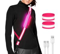 LED Belt Reflective Sash for Walking at Night,High Visibility Adjustable Night Running Safety Gear,Light Up Running Belt Reflective Gear with Phone Bag/Armband for Runners Walkers Men Women (Pink)