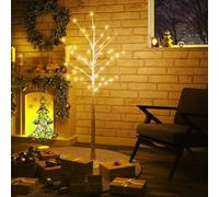 LED Birch 150cm Tall 72 Warm White LEDs 8 Light Effects Indoor Outdoor Artificial Christmas Tree Steel & Plastic