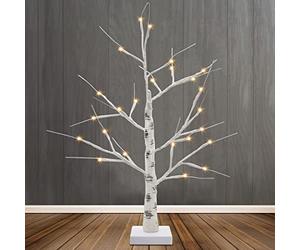LED Birch Tree Miniature 60cm 24 Warm Lights Indoor Christmas Tree White Mains and Battery Operated TREE03-JH