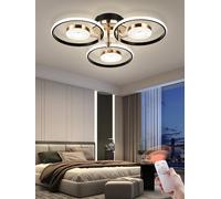 LED Black Ceiling Light Modern Round Ring Design Ceiling Lamp Dimmable with Remote Control living room Indoor Ceiling Lighting Creativity Acrylic Chaner for Bedroom Dining Room (3+3 Heads) (B