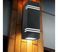 LED BLACK Designer Rustproof Modern up down House Wall Garden Outside Light [EEK: A]