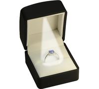 LED Black Ring Box for Proposal, Father's Day, Christmas...Luxury Arc Shaped Top Design LED Ring Jewelry Gift Box with Light for Men for Women for Girls Box Dimension 2.28〞(W)2.48〞(D)1.65〞(H)