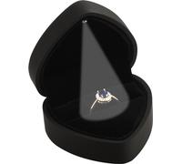 LED Black Ring Box for Proposal, Wedding, Engagement, Birthday, Valentine' Day, Father's Day, Christmas...Luxury Heart Shaped Design LED Ring Jewelry Gift Box with Light for Women for Girls for Men