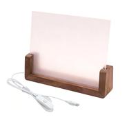Led Blanks Acrylic Light Wooden Base, 8IN U-Shaped Message Board, Tri-light Adjustable With USB Cables Gift For Room Table Cabinet Shop Decor(Walnut,203 * 150mm)