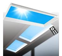 LED Blue Sky Light Panel Artificial Skylight for Windowless Rooms | Dimmable Decorative Light Fixtures with Remote Control, Feel-Like-Sunlight Panel for Office, Basement, Gym Integrated-30*120*75cm