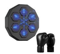 LED Bluetooth Music Boxing Machine 2024 New, One Punch Boxing Training Punching Equipment, Wall Mount Boxing Target Boxing Machine for Home,Indoor and Gym,Machine+Black Adult Gloves