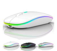 LED Bluetooth Wireless Mouse,Bluetooth Mouse for MacBook Pro,Bluetooth Mouse for MacBook Air,Rechargeable Wireless Mouse for MacBook, Laptop, Mac,Tablet (White)