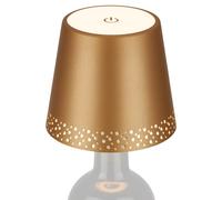 LED Bottle Lamp Top Cordless Rechargeable Table Light IP44 Gold Metal Shade